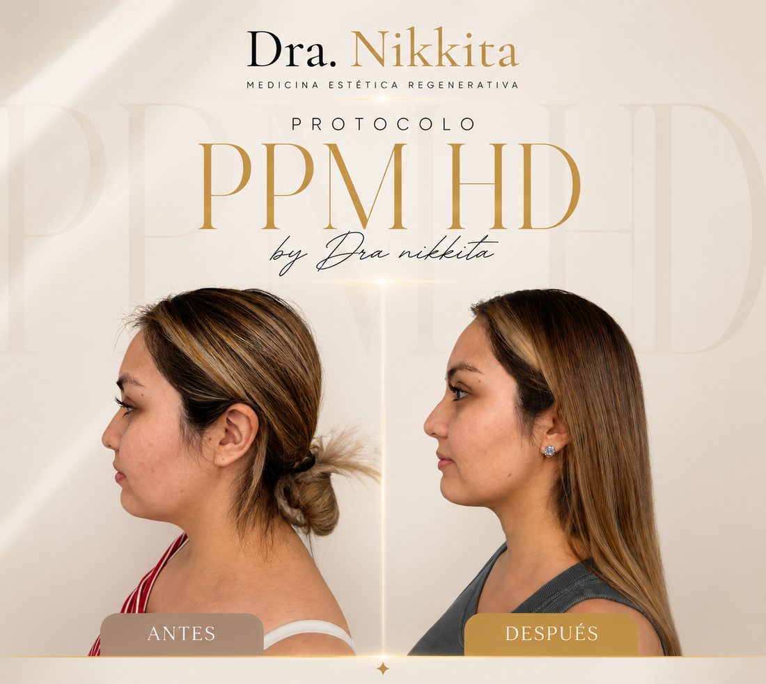 Antes y después de armonización facial con la Dra. Nikkita, caso 1