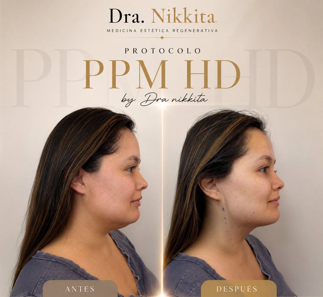 Antes y después de armonización facial con la Dra. Nikkita, caso 3